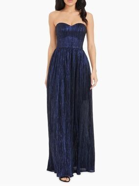 Dress The Population Audrina Strapless Gown - Navy Blue - Size L - Unworn